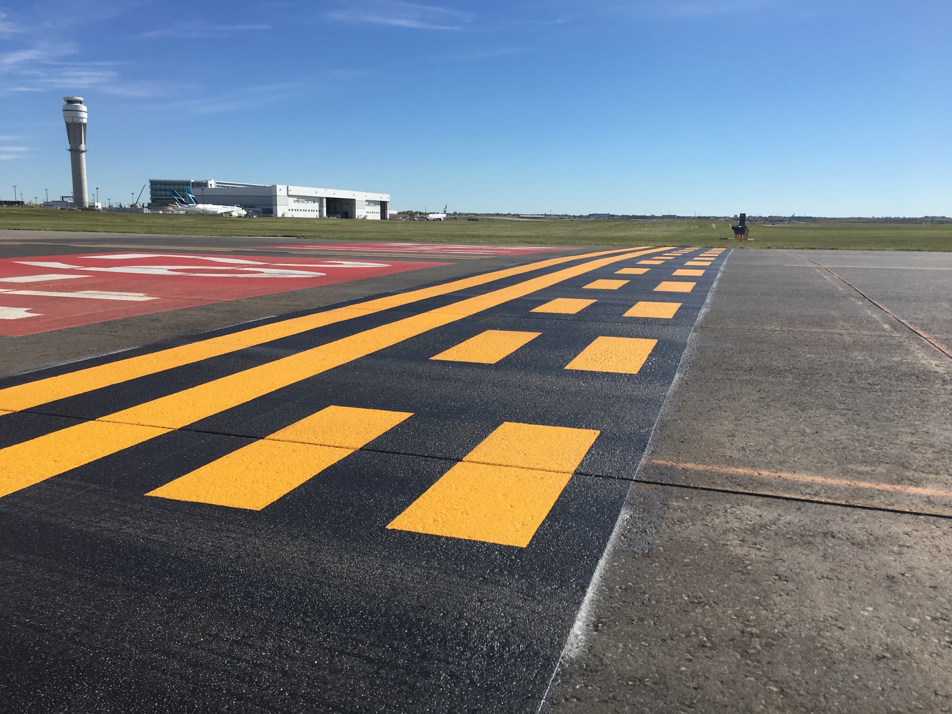 Airport pavement marking installation in Canada: apron and airside service area marking at an airport apron
