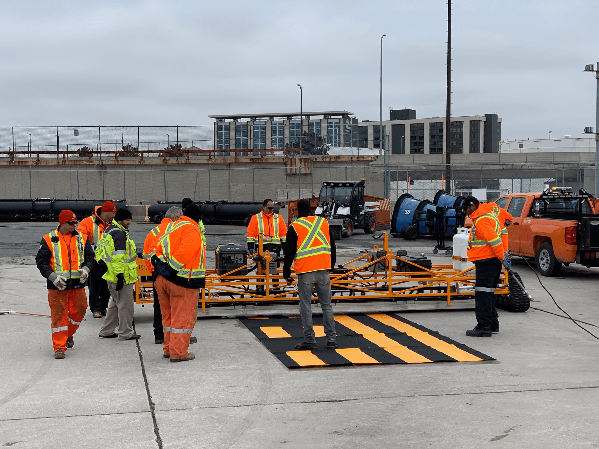 HUB Surface Systems airport pavement marking — apron and airside service area marking at a ground support equipment area