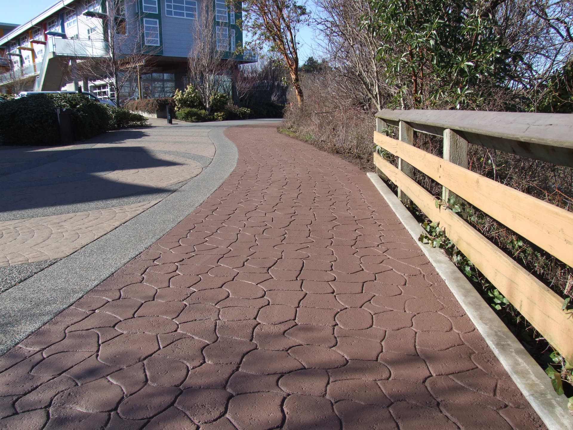 Decorative pathway paving specified for park pathways and public greenspace — a botanical garden path