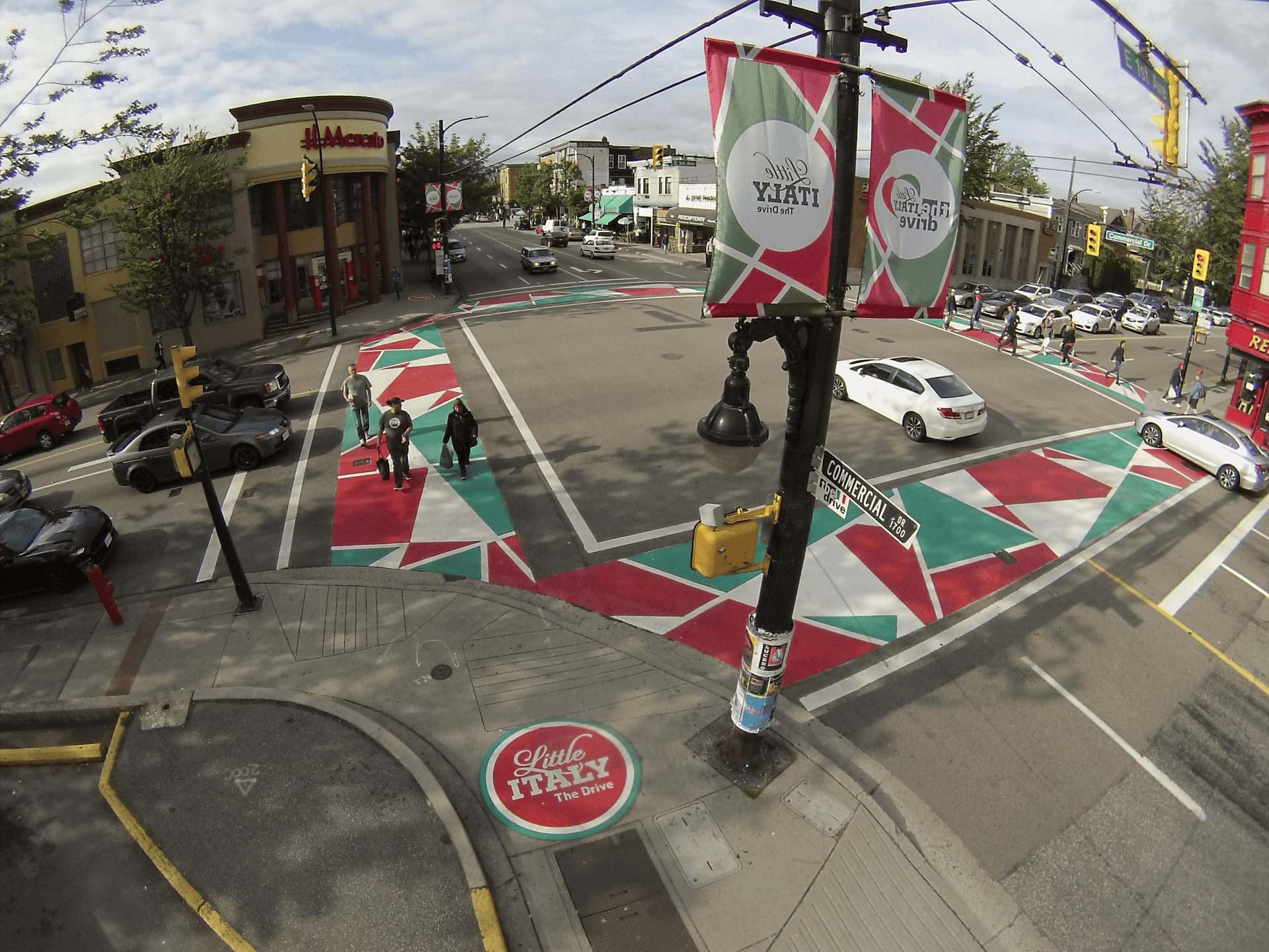 Decorative plaza paving specified for plazas and civic gathering space — a market square