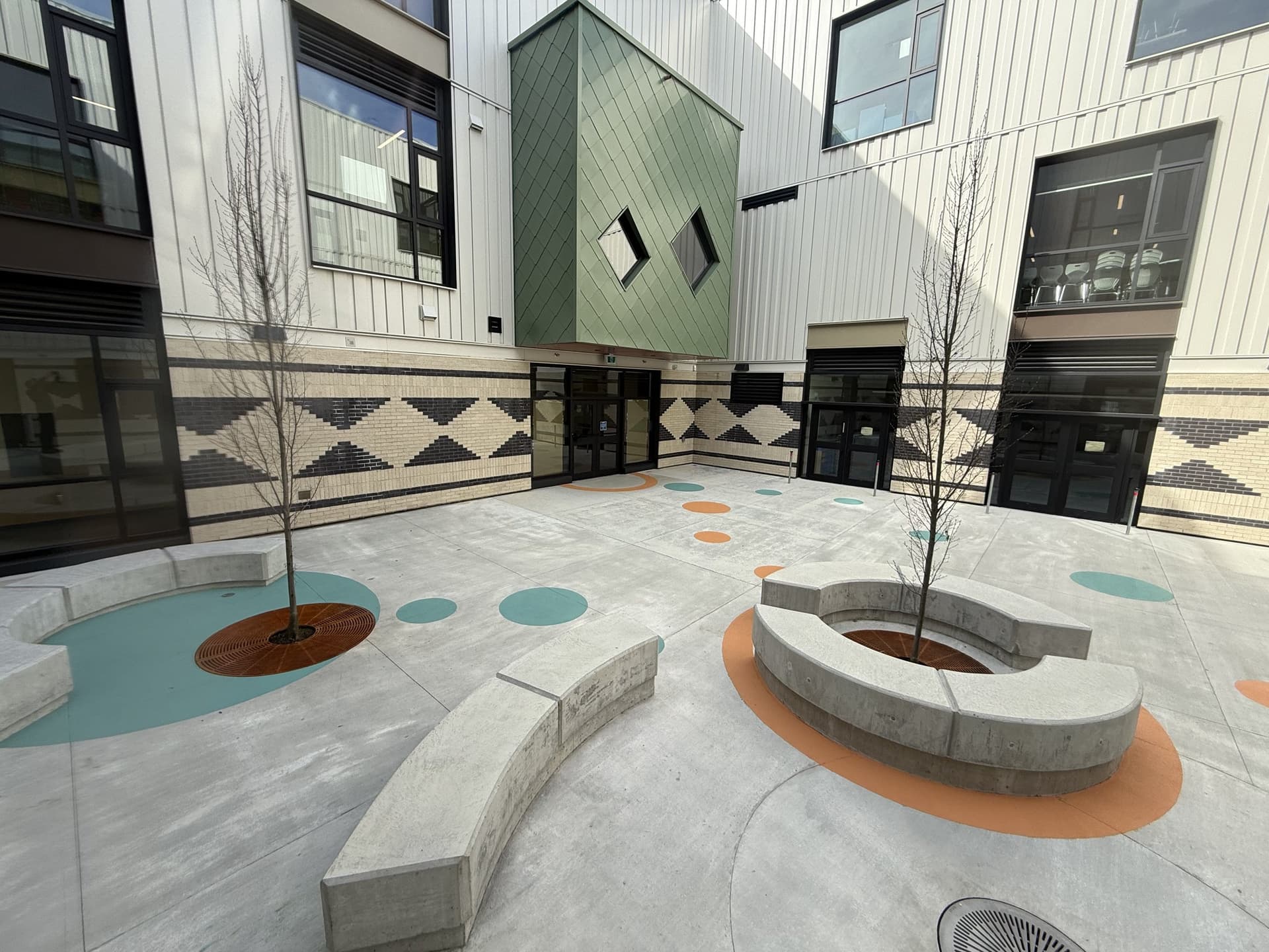 Canadian decorative plaza paving project by HUB Surface Systems — a campus quad in Canada