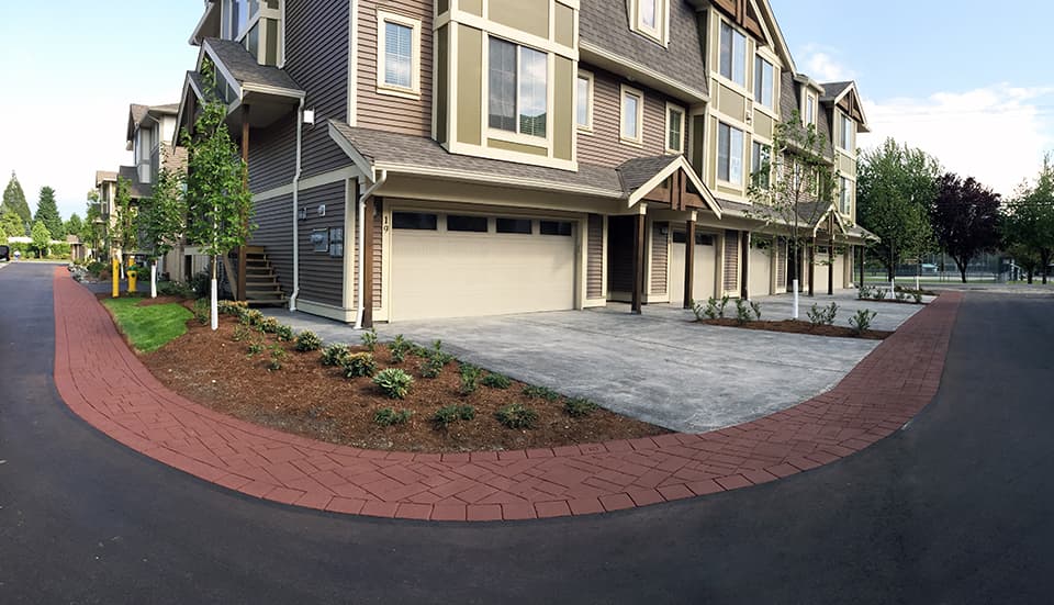 HUB Surface Systems townhome community paving — shared drive aisles and common areas at a townhome development