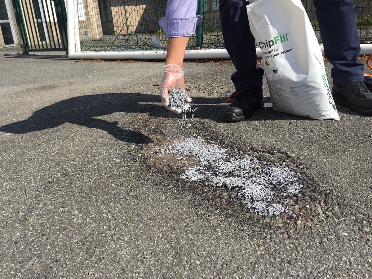 ChipFill decorative pavement by HUB Surface Systems — Chipfill Application