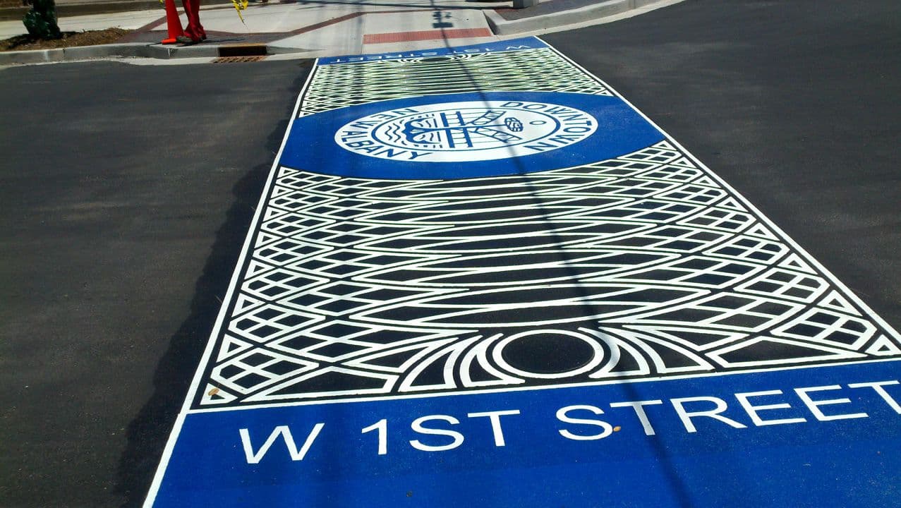TrafficPatterns decorative pavement by HUB Surface Systems — installation photo 7