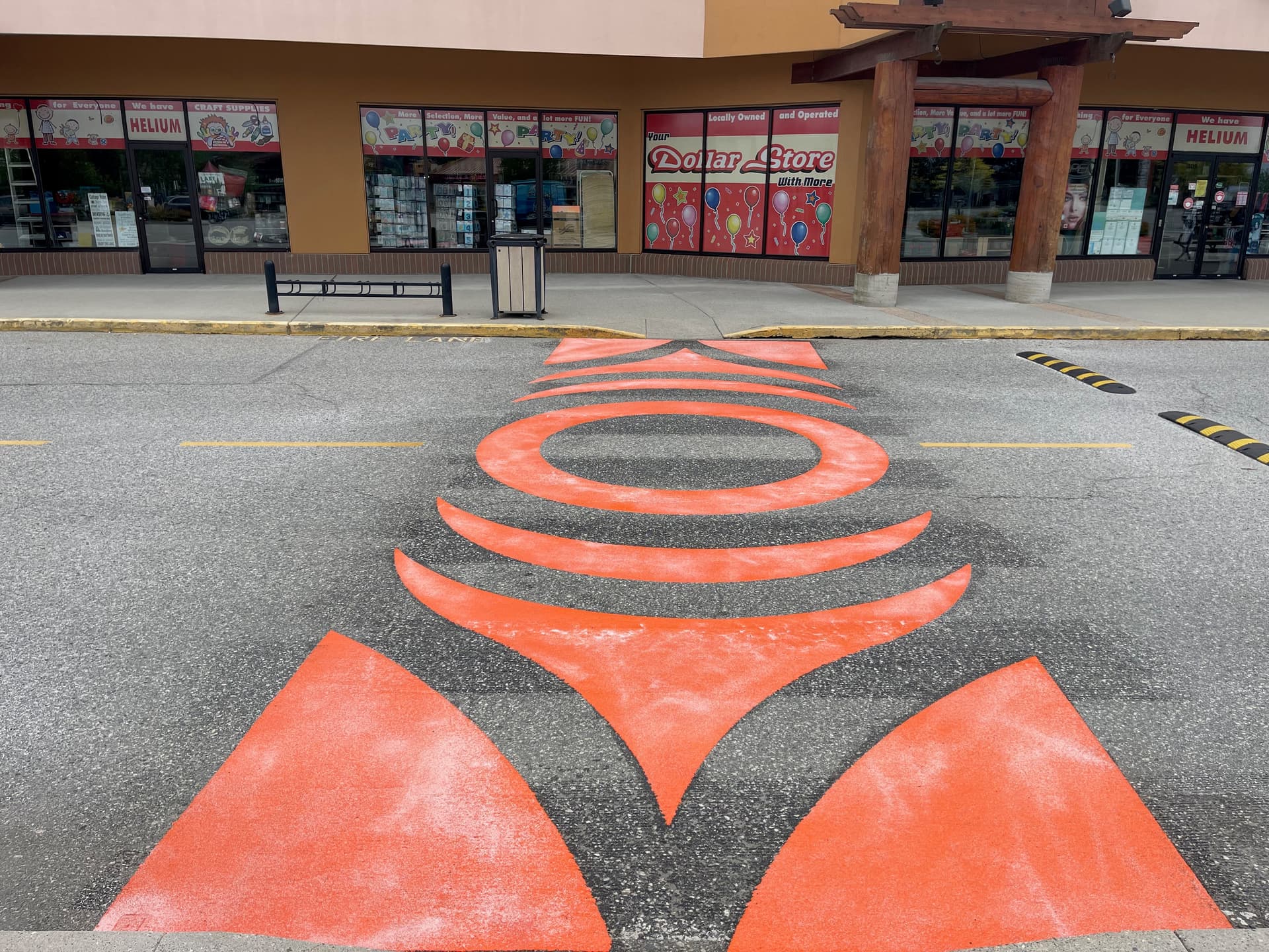 HUB Surface Systems TrafficPatterns thermoplastic pavement marking — decorative, durable pattern paving at a crosswalk
