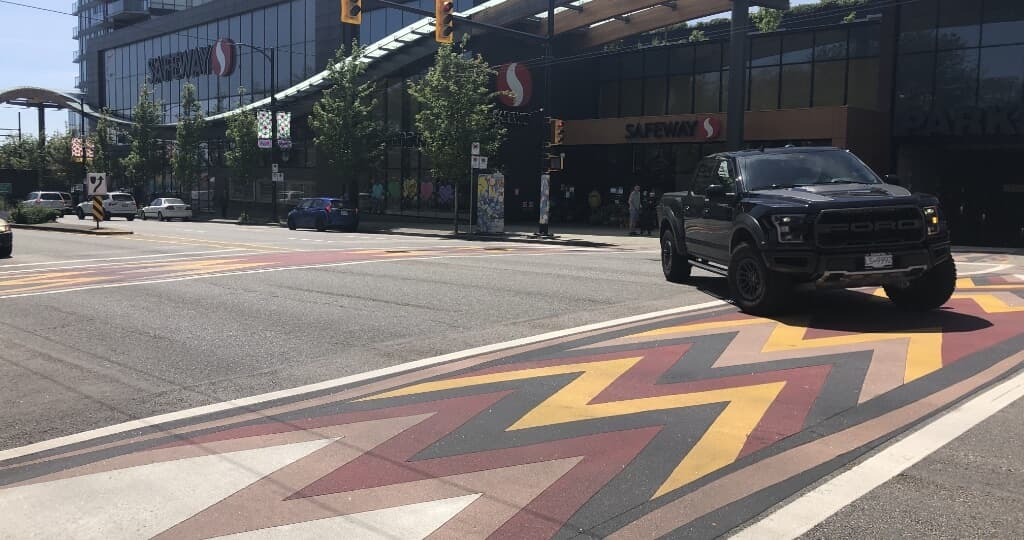 TrafficPatternsXD decorative pavement by HUB Surface Systems — installation photo 1