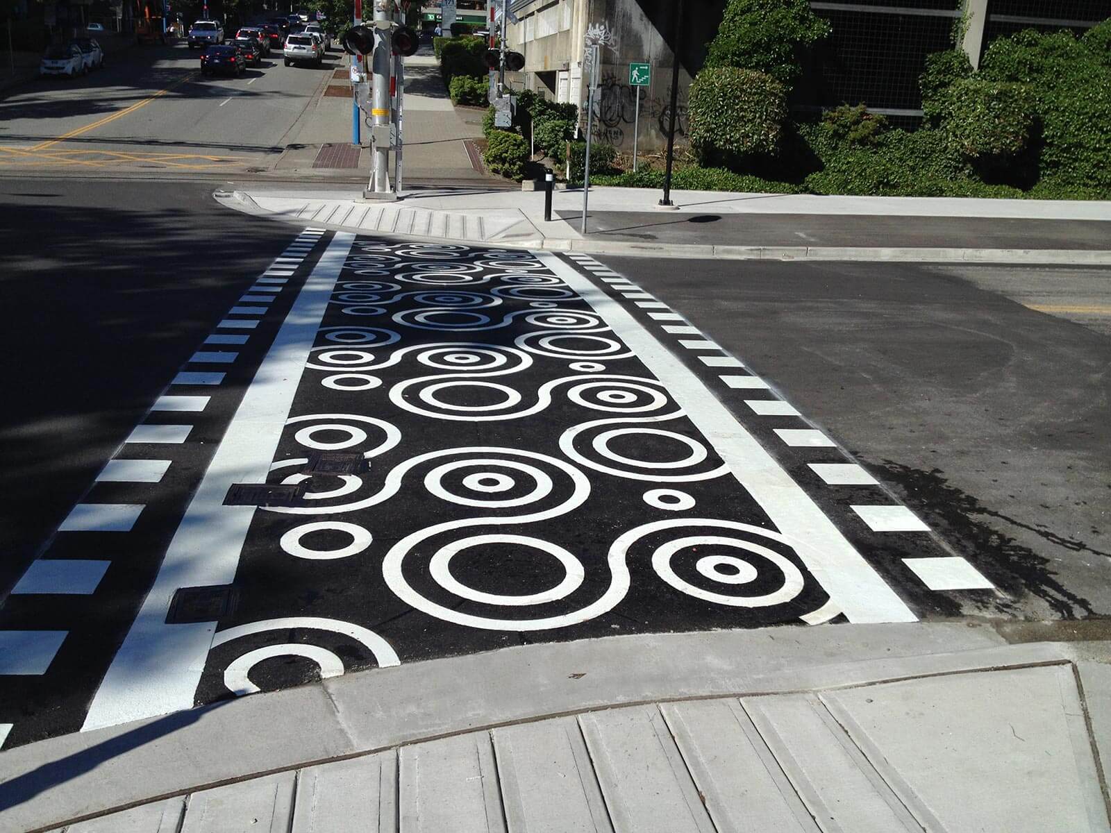 Public art pavement installation — HUB Surface Systems civic mural project 2