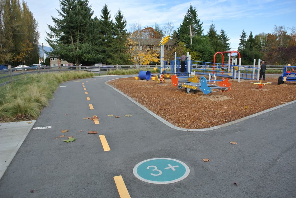 DecoMark decorative pavement graphics in custom preformed thermoplastic graphics — a branded intersection, Canada