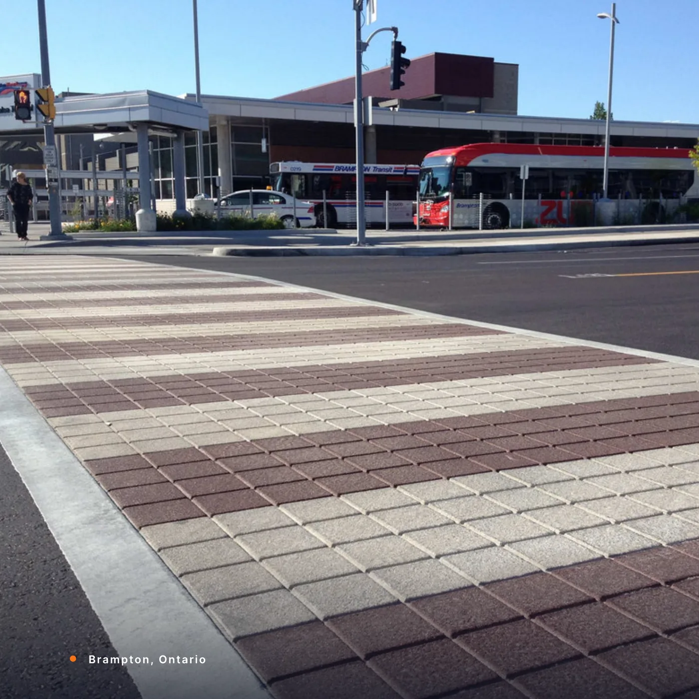A TrafficPatternsXD crosswalk at Bramalea Terminal, Brampton, Ontario