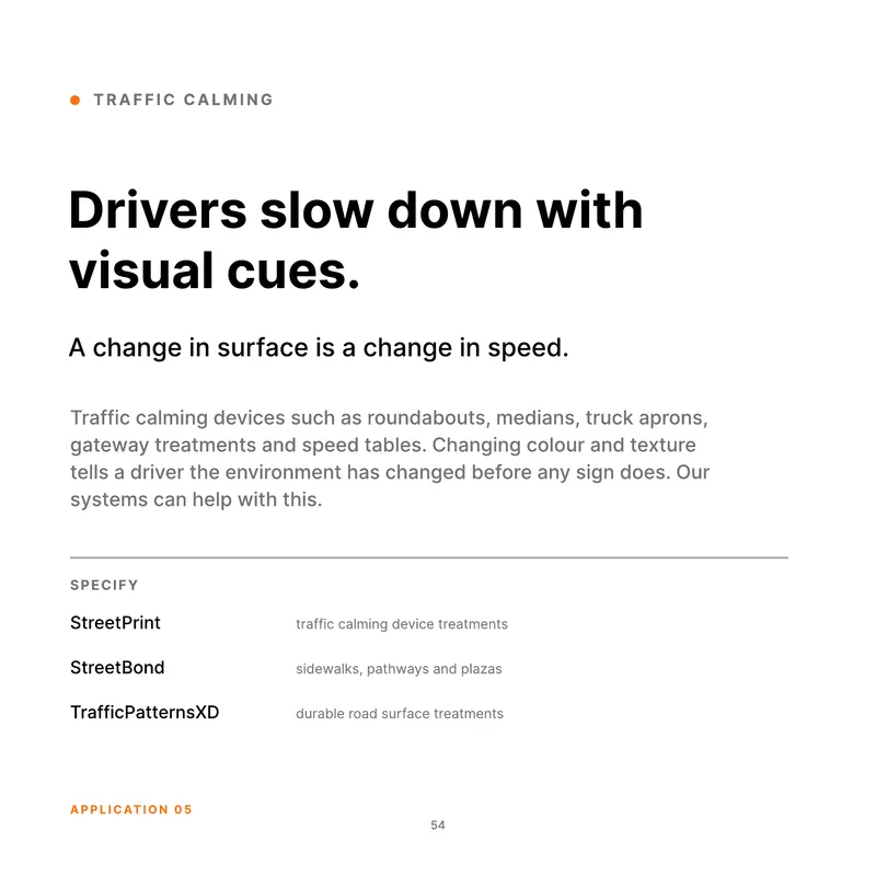 TRAFFIC CALMING (Product Book, page 54)