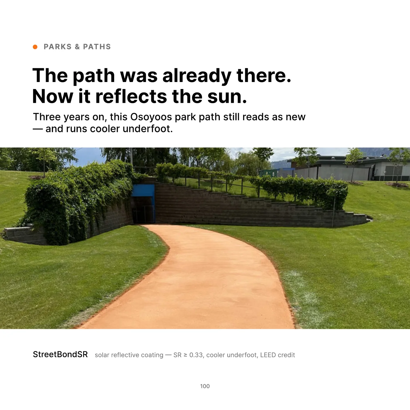The terracotta StreetBondSR path at Jack Shaw Gardens, Osoyoos, when it was installed