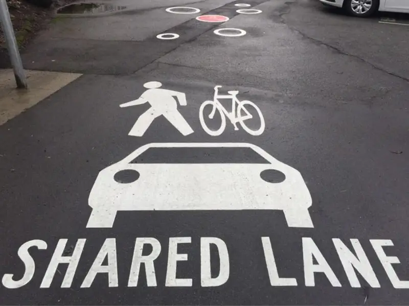 PreMark shared-lane legend with pedestrian, bicycle and car symbols