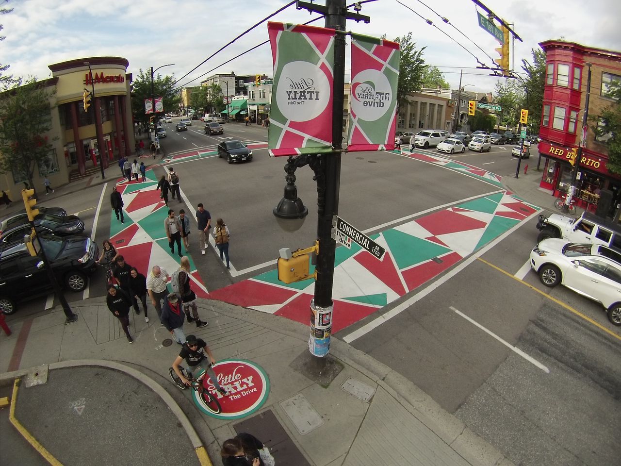 commercial drive little Italy decorative crosswalk intersection